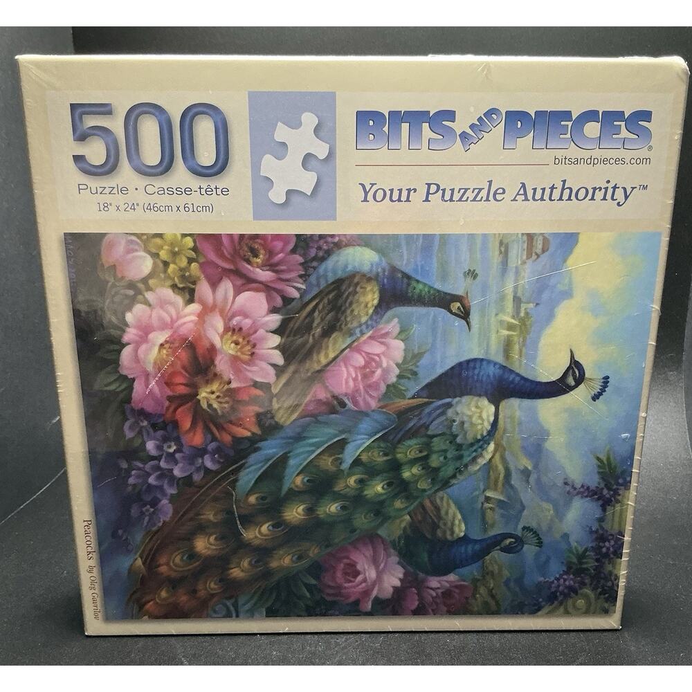Puzzle-Bits and Pieces, 500-Piece, “Peacocks” NEW